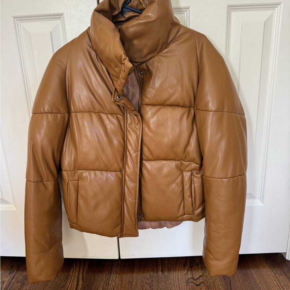 Apparis Jemma Vegan Leather Camel Puffer Jacket